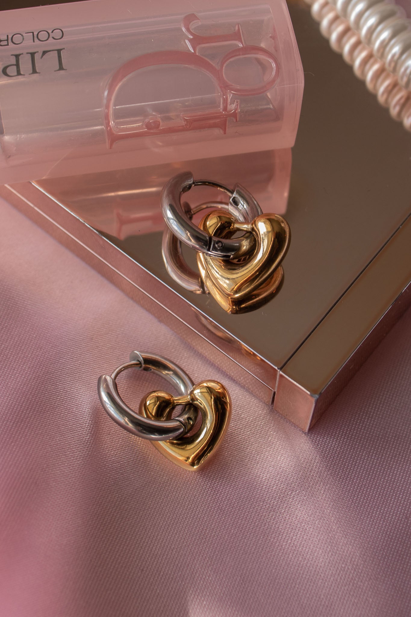 Gemini Two-Toned Heart Earrings