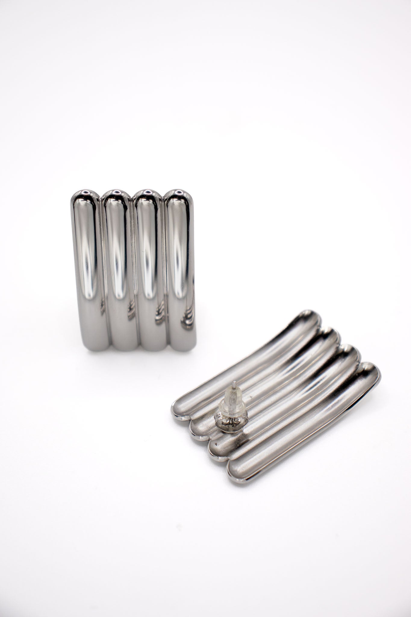 The Chunky Beam Earrings in Silver