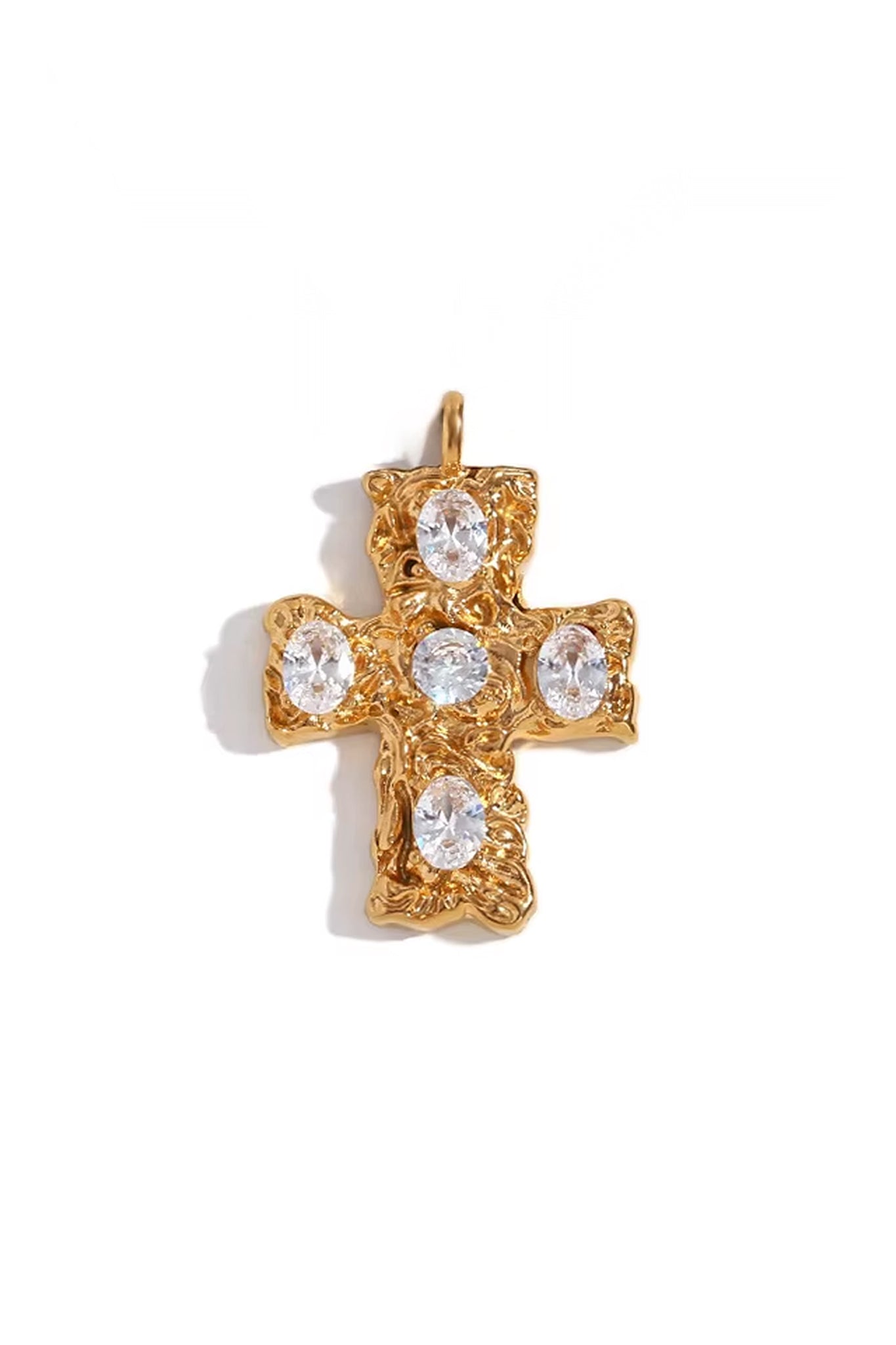 18k Gold Chunky Cross Charm