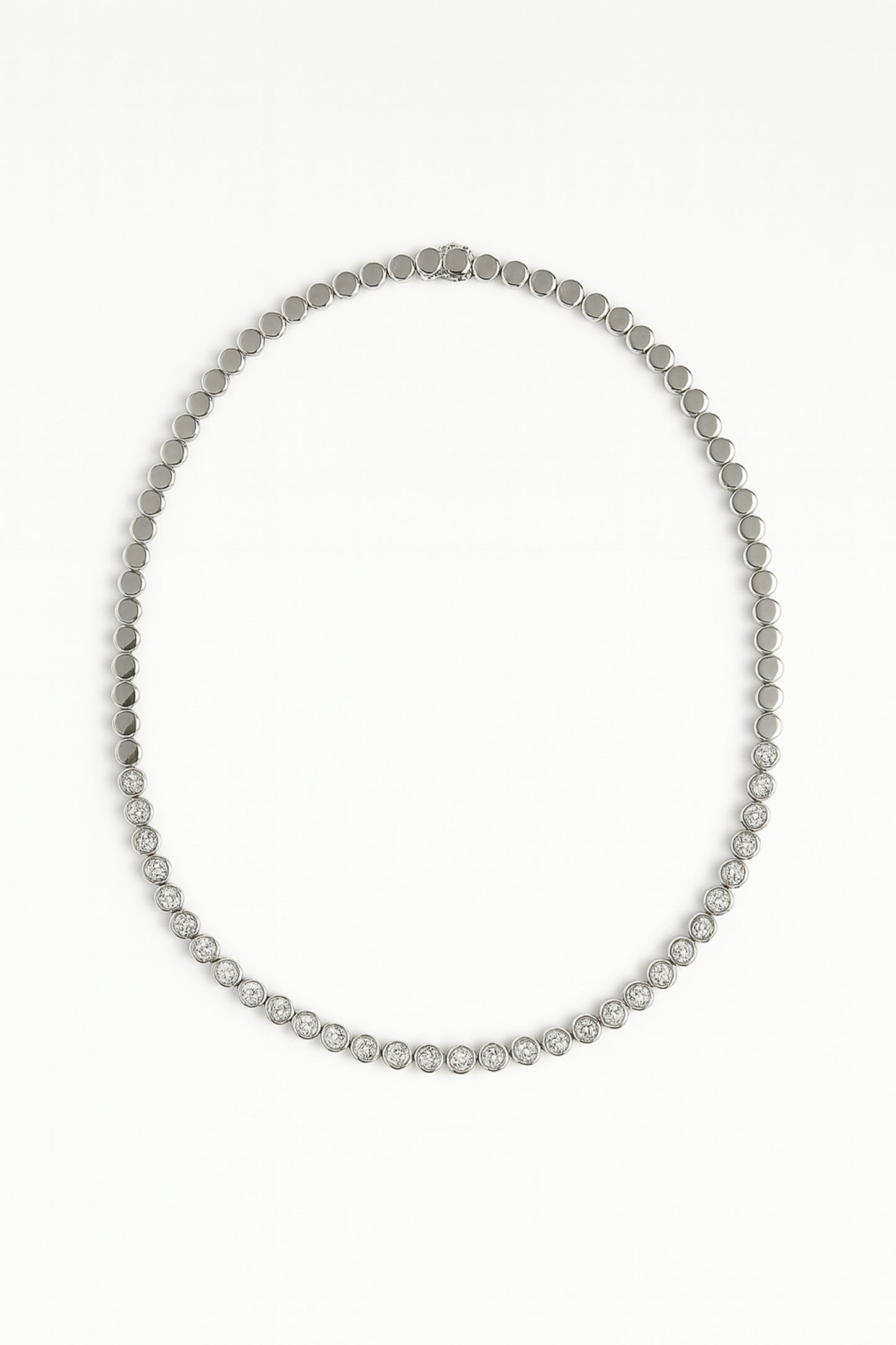The Olivia Bezel Tennis Necklace in Silver