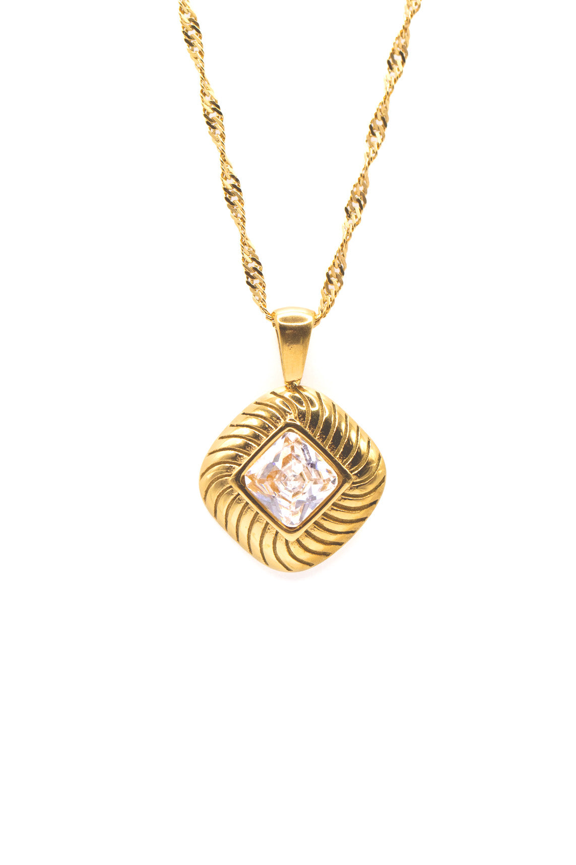 Bezel Stone Chain in White