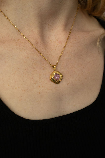 Bezel Stone Chain in Rose
