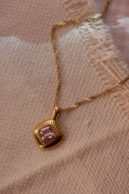 Bezel Stone Chain in Rose