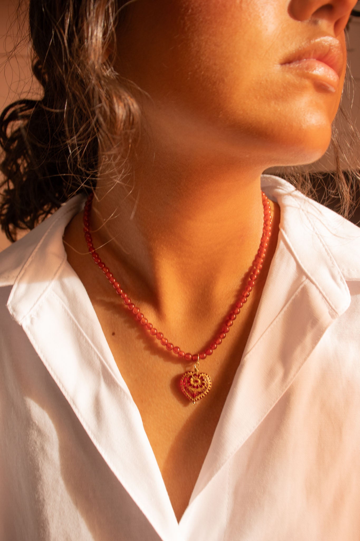 Beaded Necklace In Red