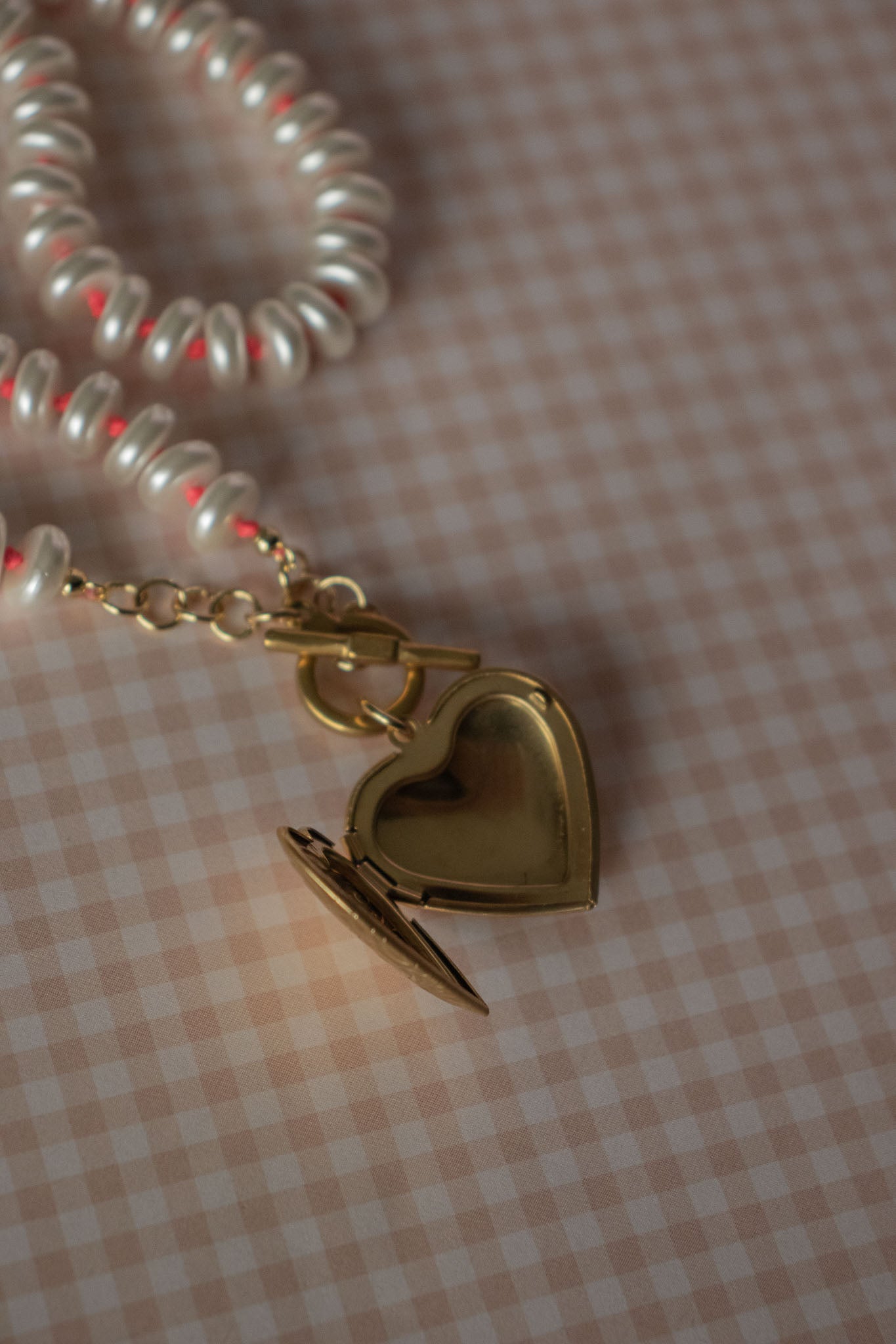 Chunky 18k Gold Plated Heart Locket Beaded Necklace