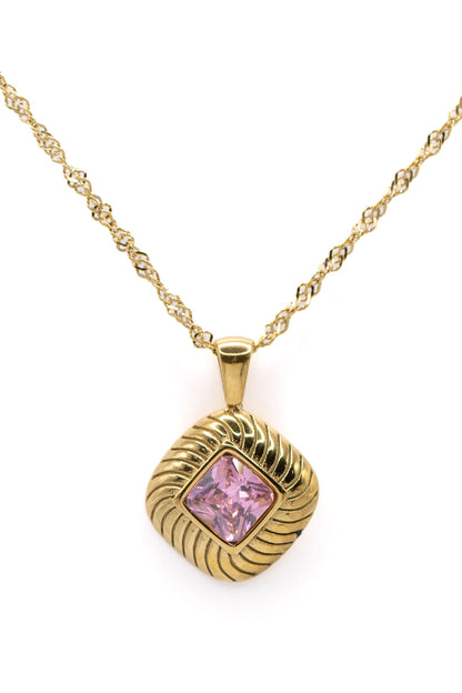 Bezel Stone Chain in Rose