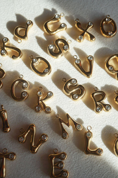 Diamond Bubble Letter Charms