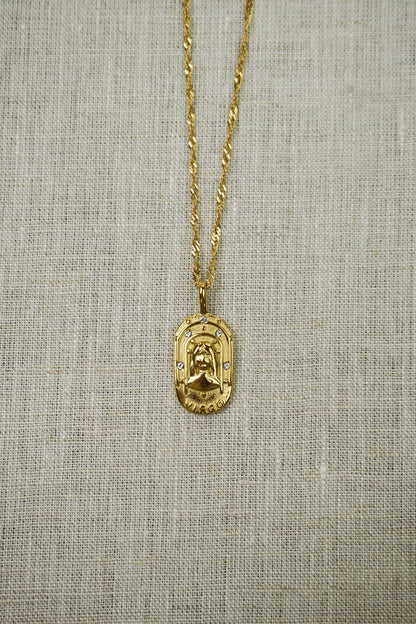 Gold thin dainty necklace with a virgo zodiac pendant