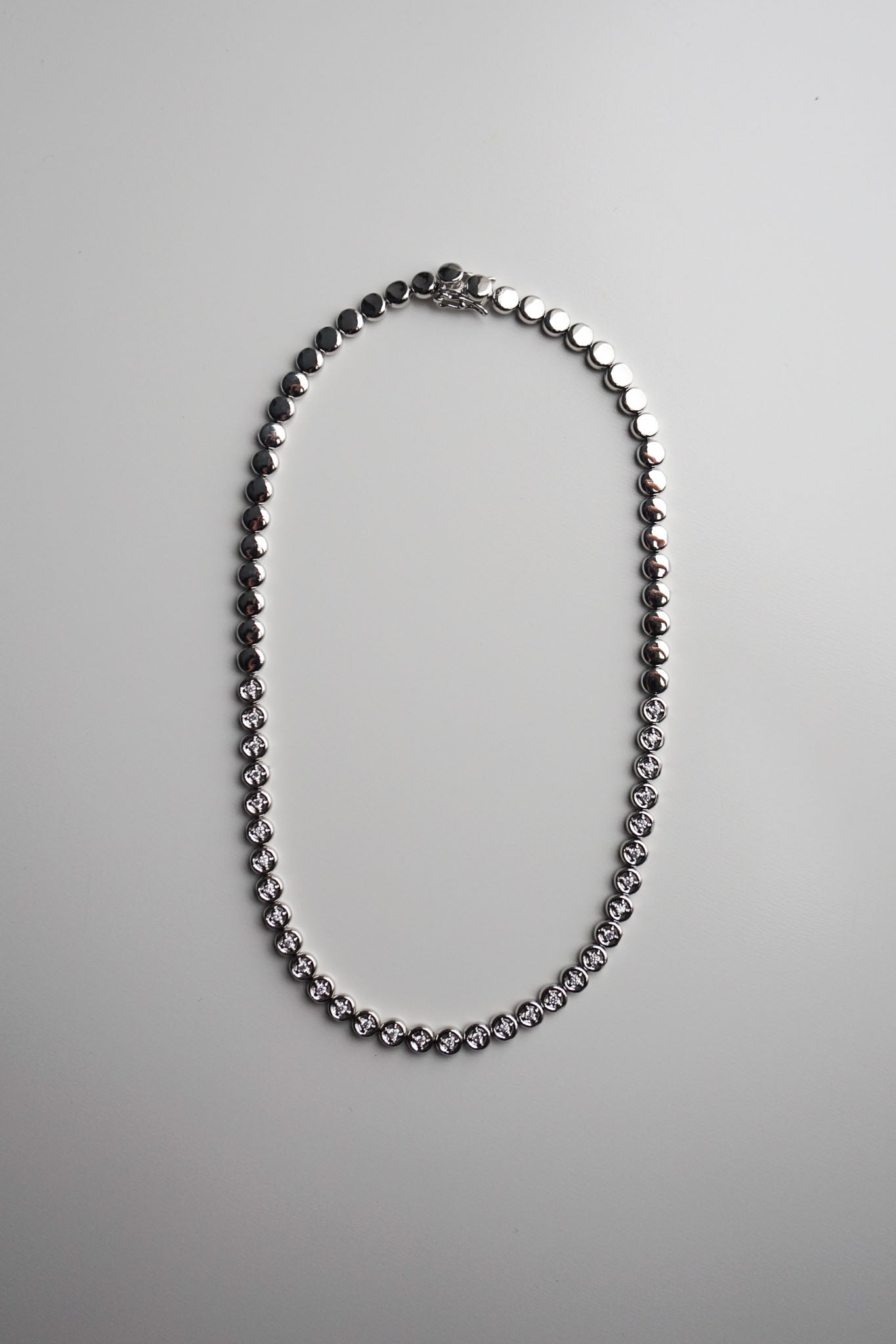 The Olivia Bezel Tennis Necklace in Silver