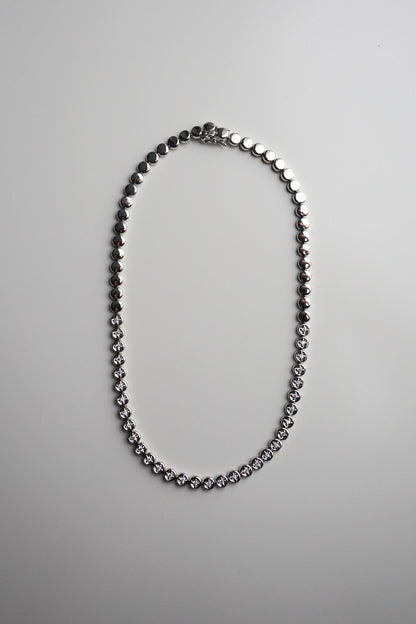 The Olivia Bezel Tennis Necklace in Silver