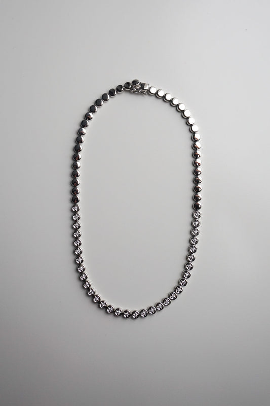 The Olivia Bezel Tennis Necklace in Silver