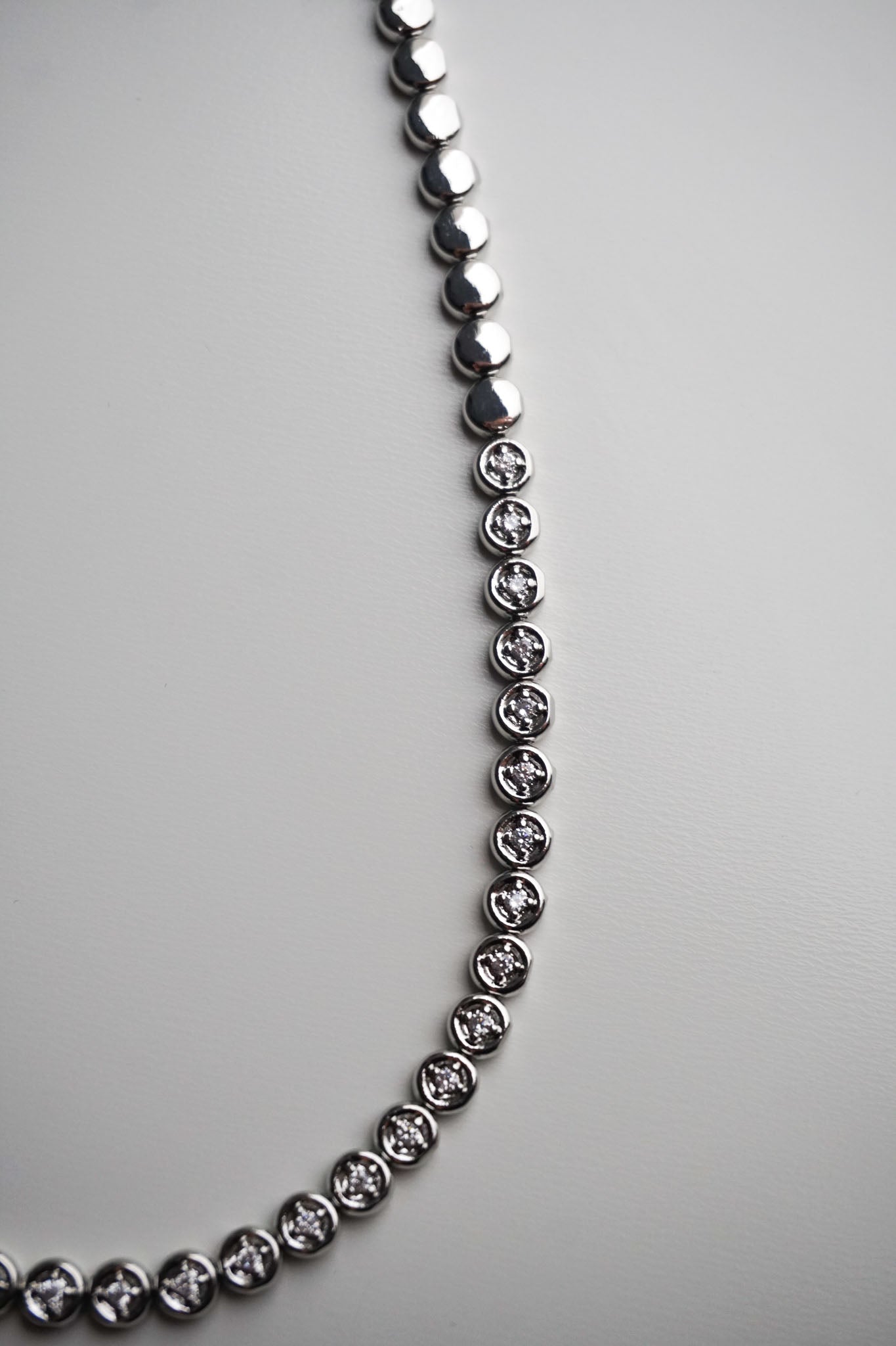 The Olivia Bezel Tennis Necklace in Silver