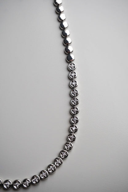 The Olivia Bezel Tennis Necklace in Silver