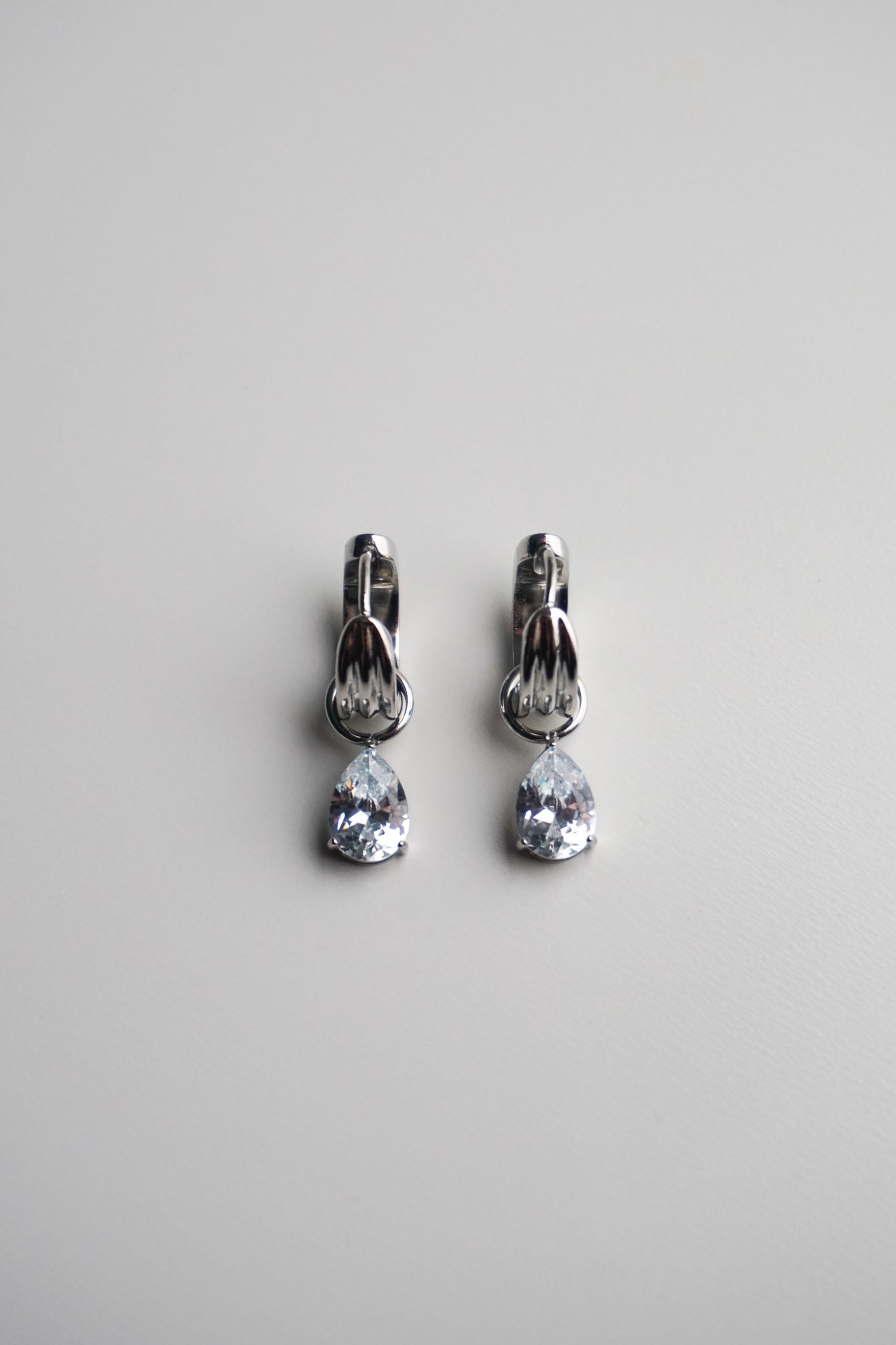 Diamond Charm Hoops In Silver