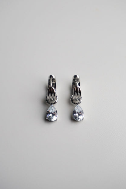 Diamond Charm Hoops In Silver