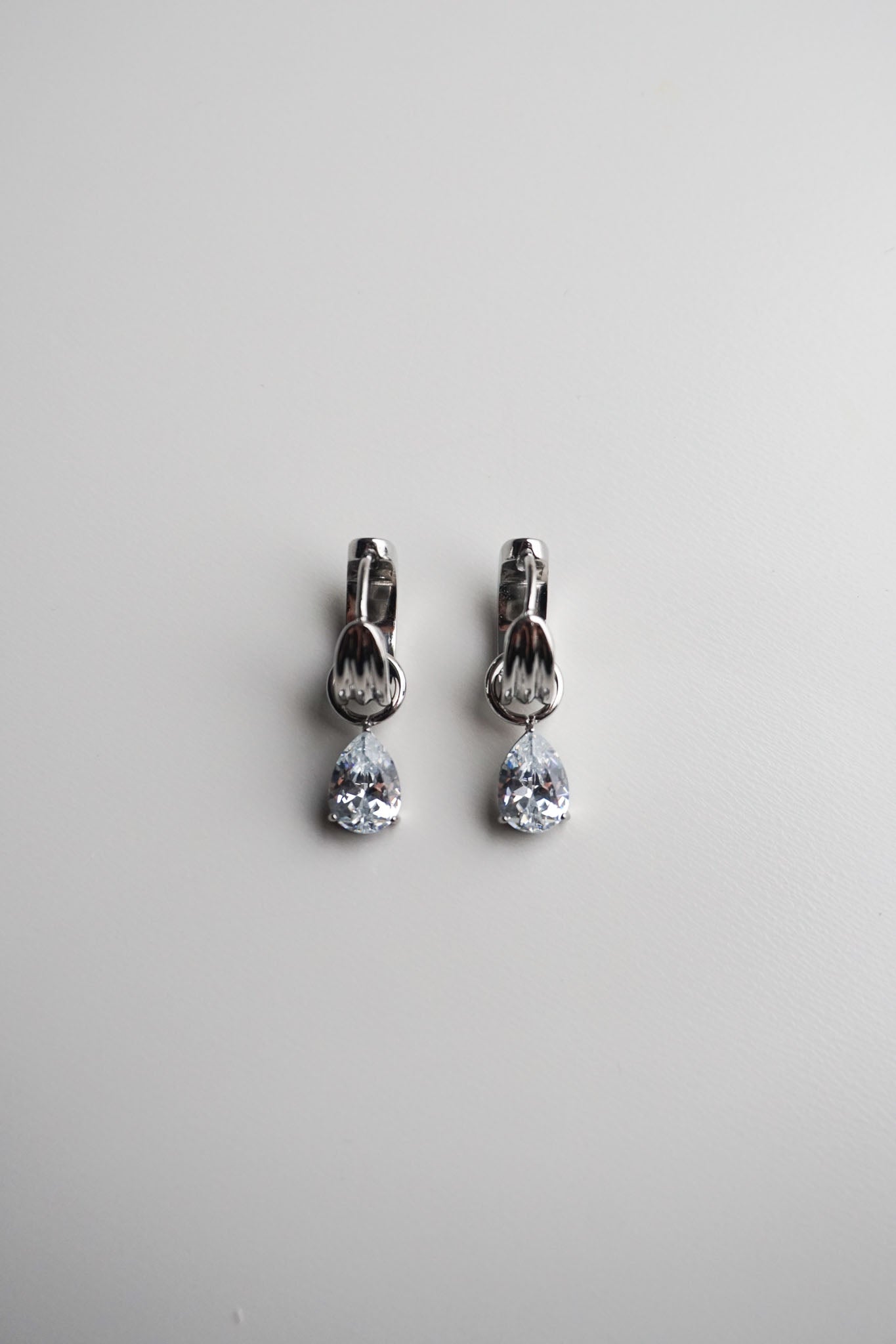 Diamond Charm Hoops In Silver