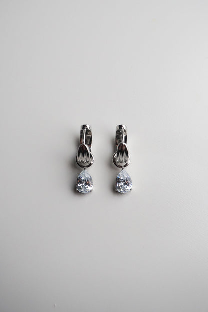Diamond Charm Hoops In Silver