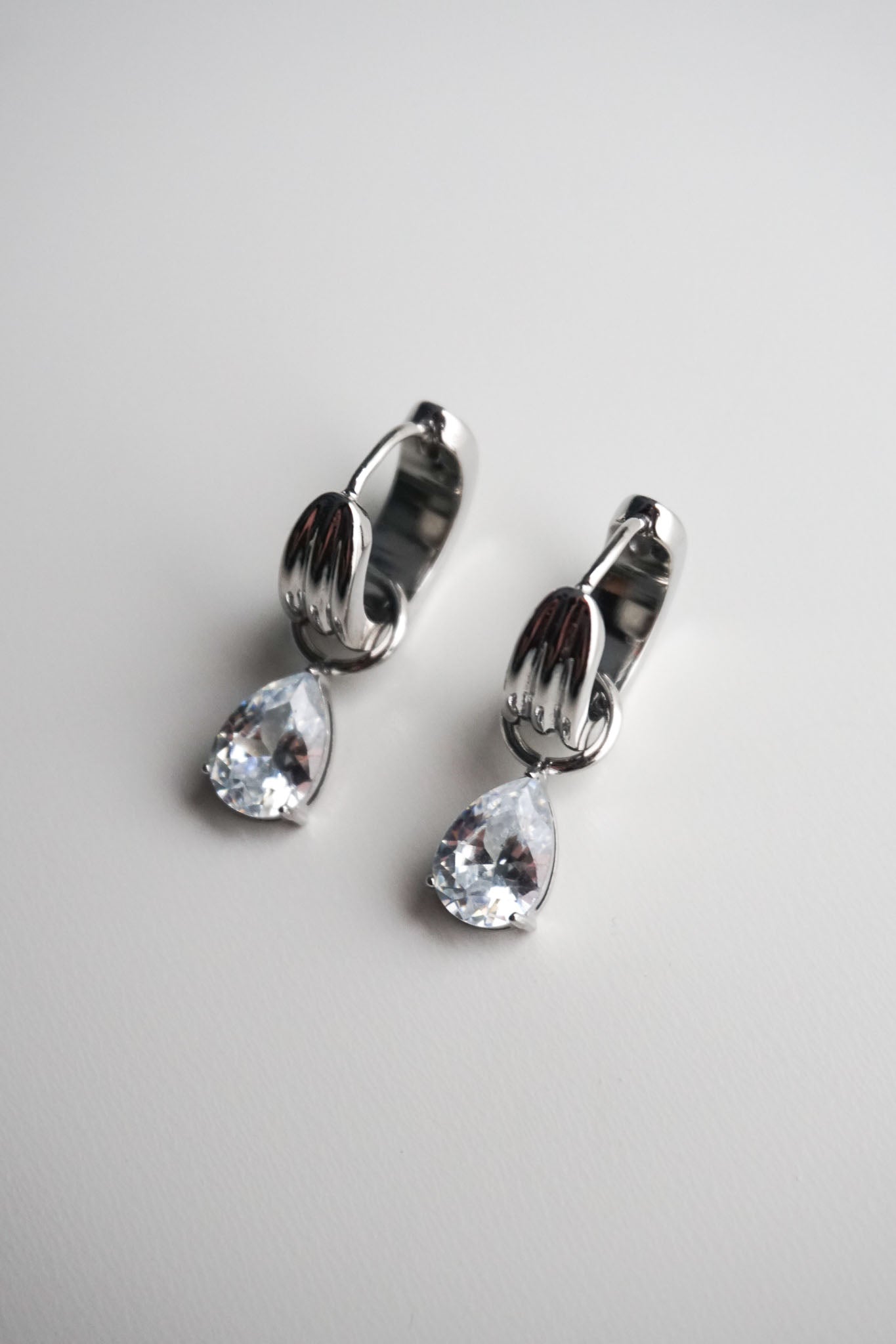 Diamond Charm Hoops In Silver