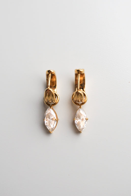 Gold earrings with diamond charms