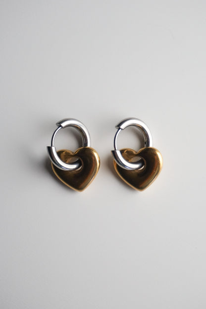 Gemini Two-Toned Heart Earrings