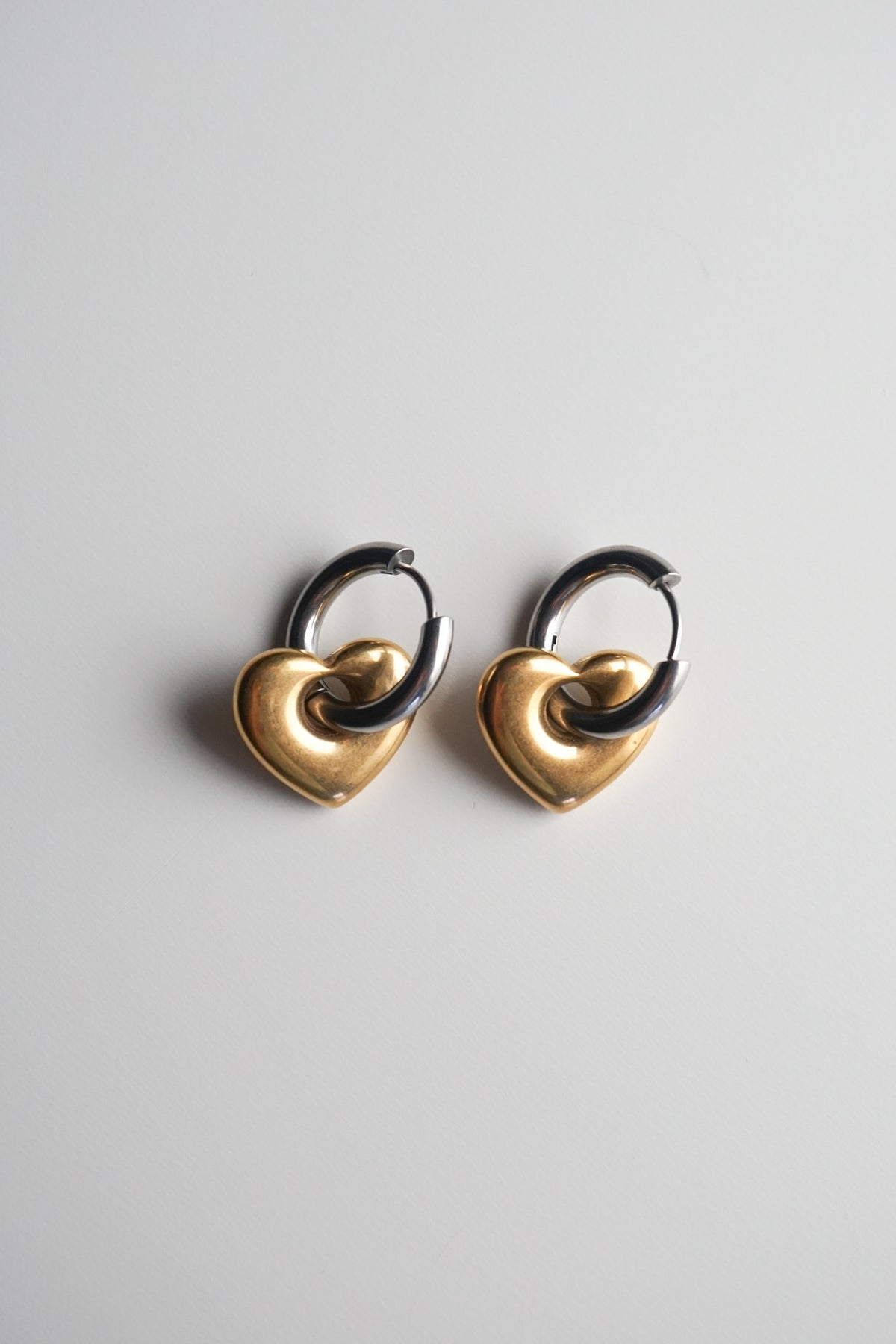 Gemini Two-Toned Heart Earrings