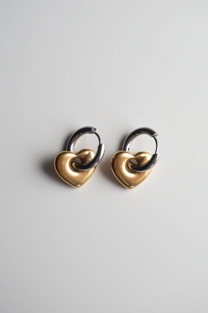 Gemini Two-Toned Heart Earrings