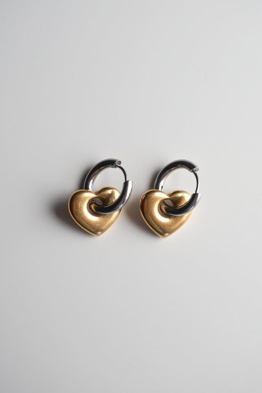 Gemini Two-Toned Heart Earrings