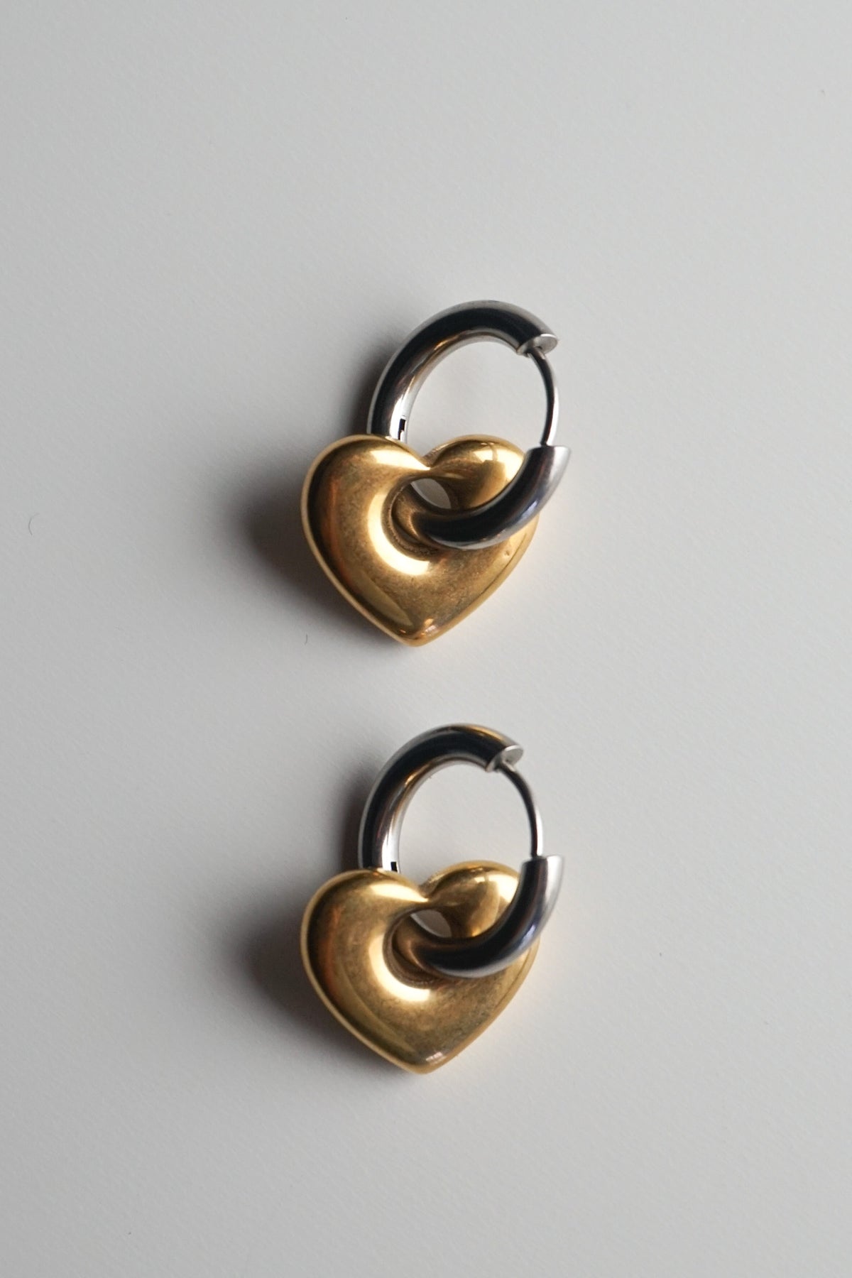 Gemini Two-Toned Heart Earrings