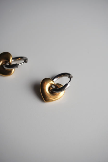 Gemini Two-Toned Heart Earrings