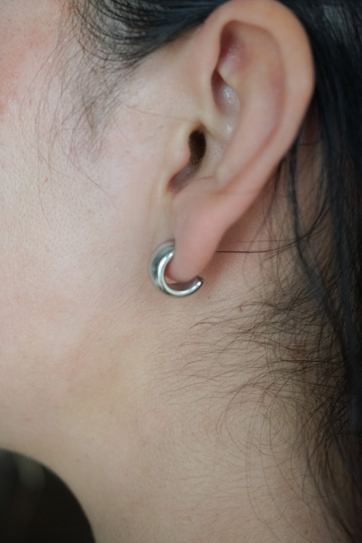 Mini Open Hoops in Silver