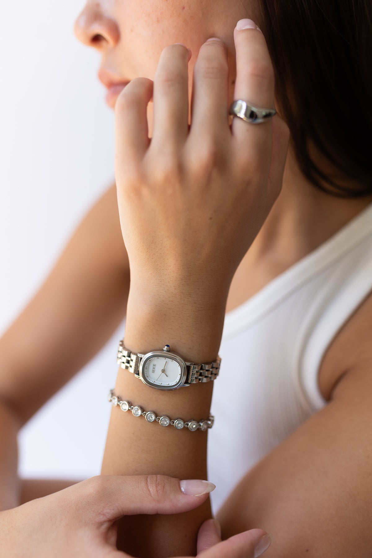 Bezel Stone Bracelet in Silver