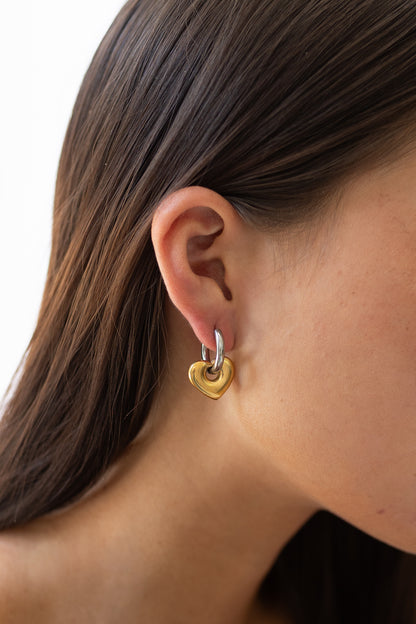 Gemini Two-Toned Heart Earrings