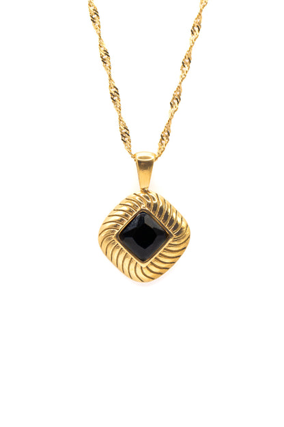 Bezel Stone Chain in Onyx