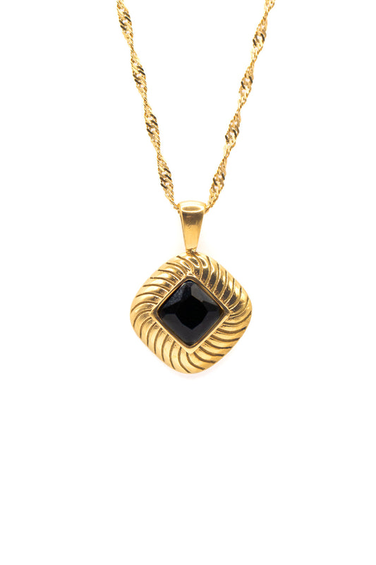 Bezel Stone Chain in Onyx