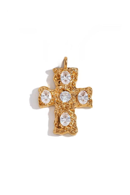 18k Gold Chunky Cross Charm