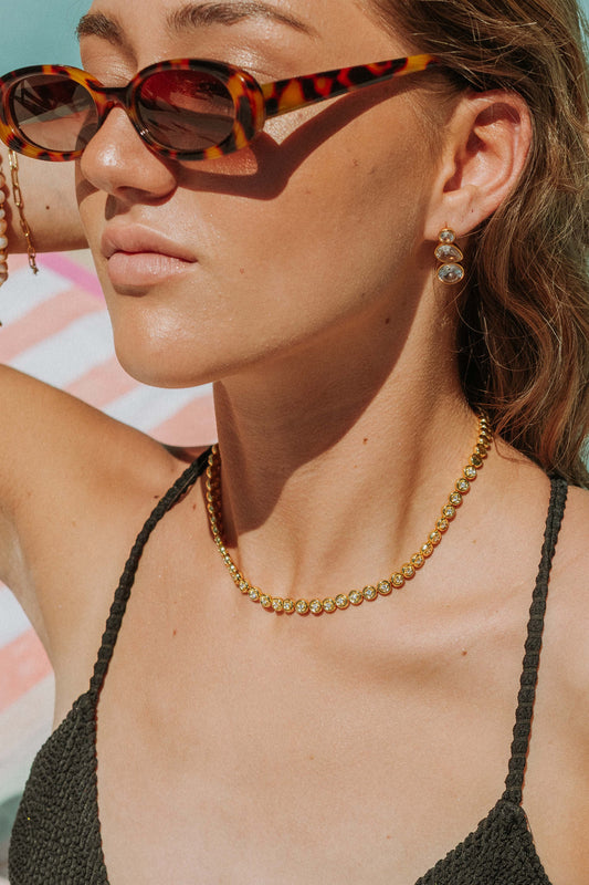 Olivia Bezel Tennis Necklace In Gold