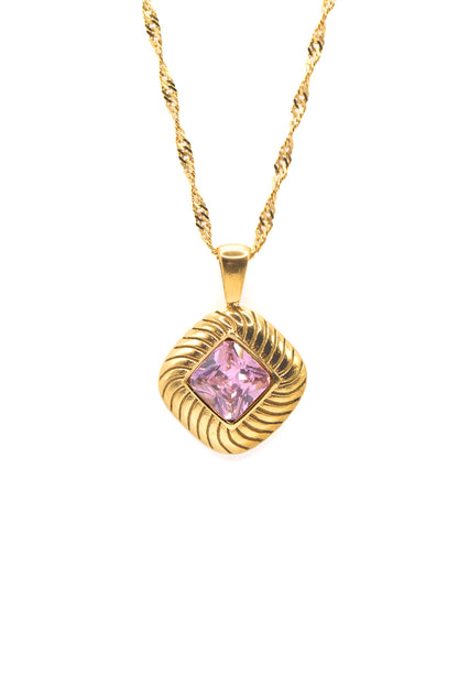 Bezel Stone Chain in Rose