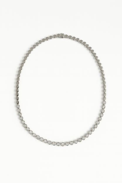 The Olivia Bezel Tennis Necklace in Silver
